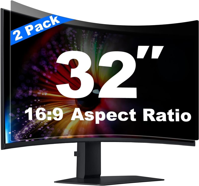 Twugs [2 Pack] 32 Inch Computer Privacy Screen for 16:9 Aspect Ratio Widescreen Monitor, Eye Protection Anti Glare Blue Light Filter Shield, Removable Anti-Scratch Anti Spy Protector - Image 1